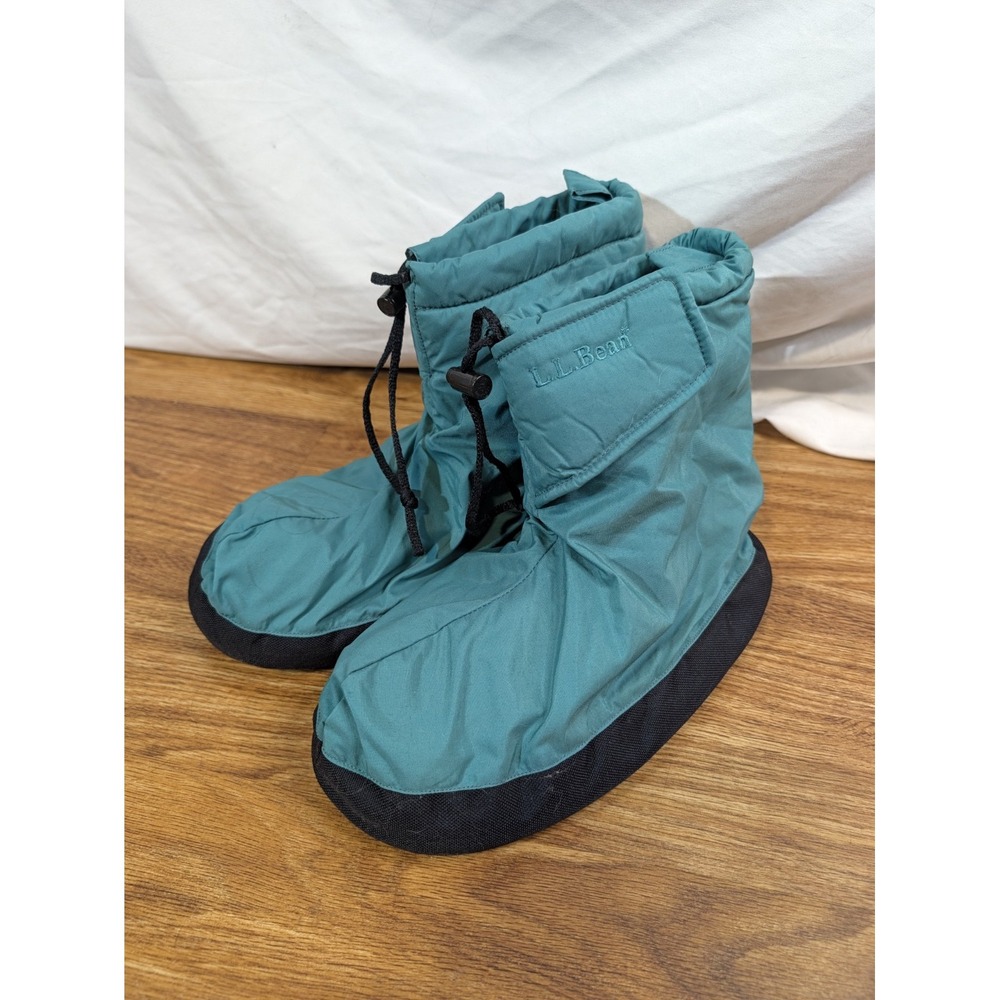 LL Bean Green Nylon Primaloft Insulated Booties Size Large